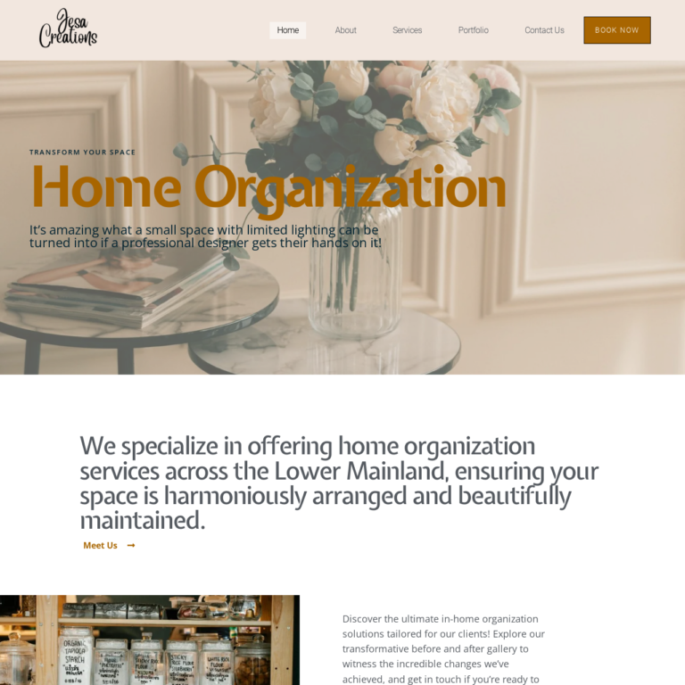 Jesa Creations Home Organization website